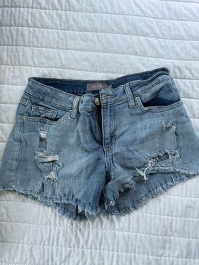 Just USA Distressed Light Blue Denim Cutoff Shorts